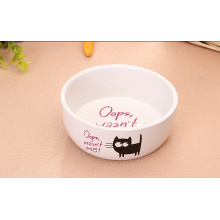 Haonai pet stoneware cat feeder cat dish cat bowl with decal